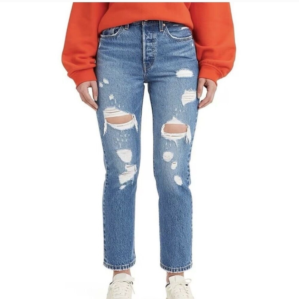 Levi's High Rise Blue Jeans Distressed Denim